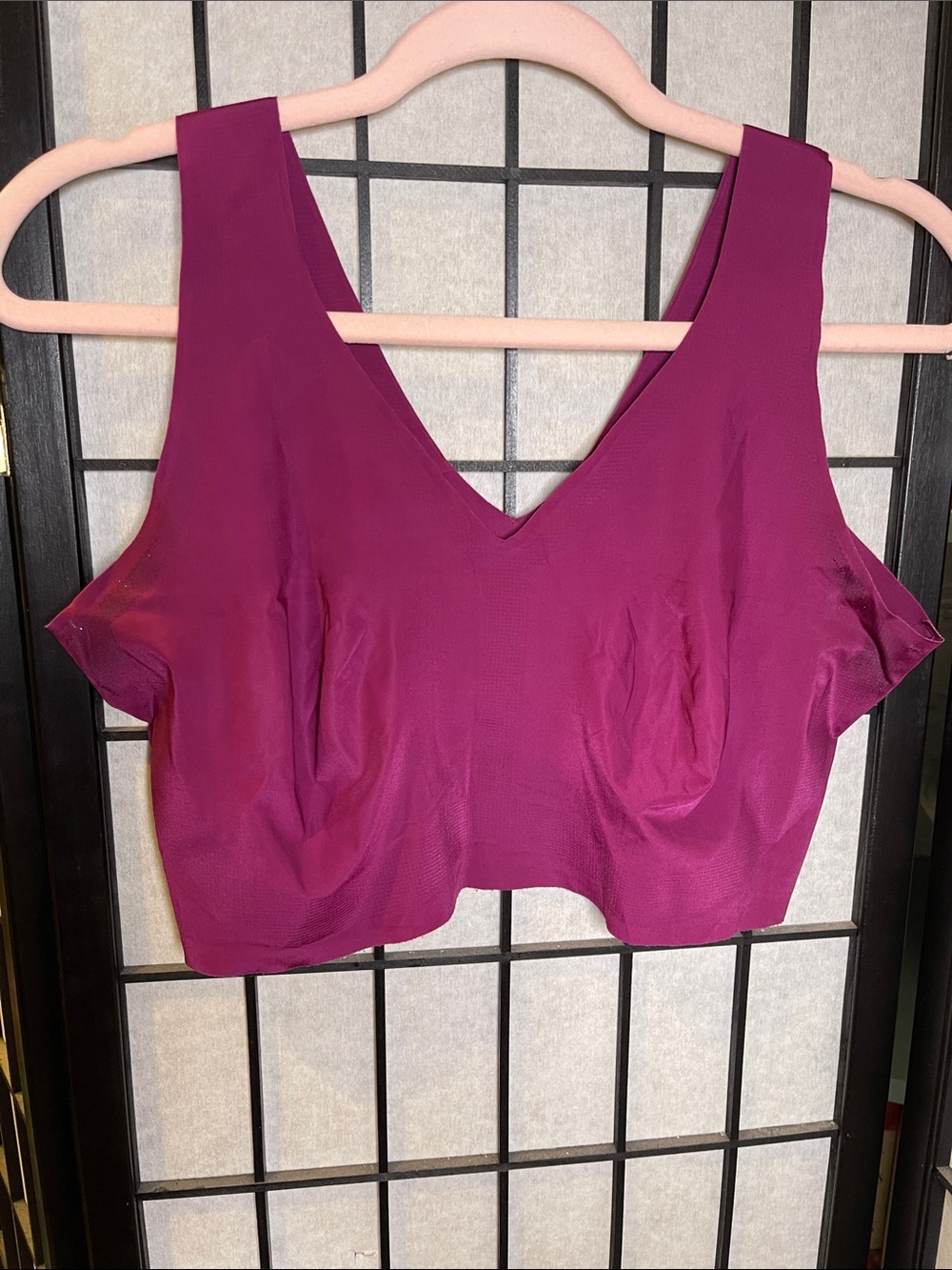 Hanes Seamless V-Neck Bra Tank in Plum